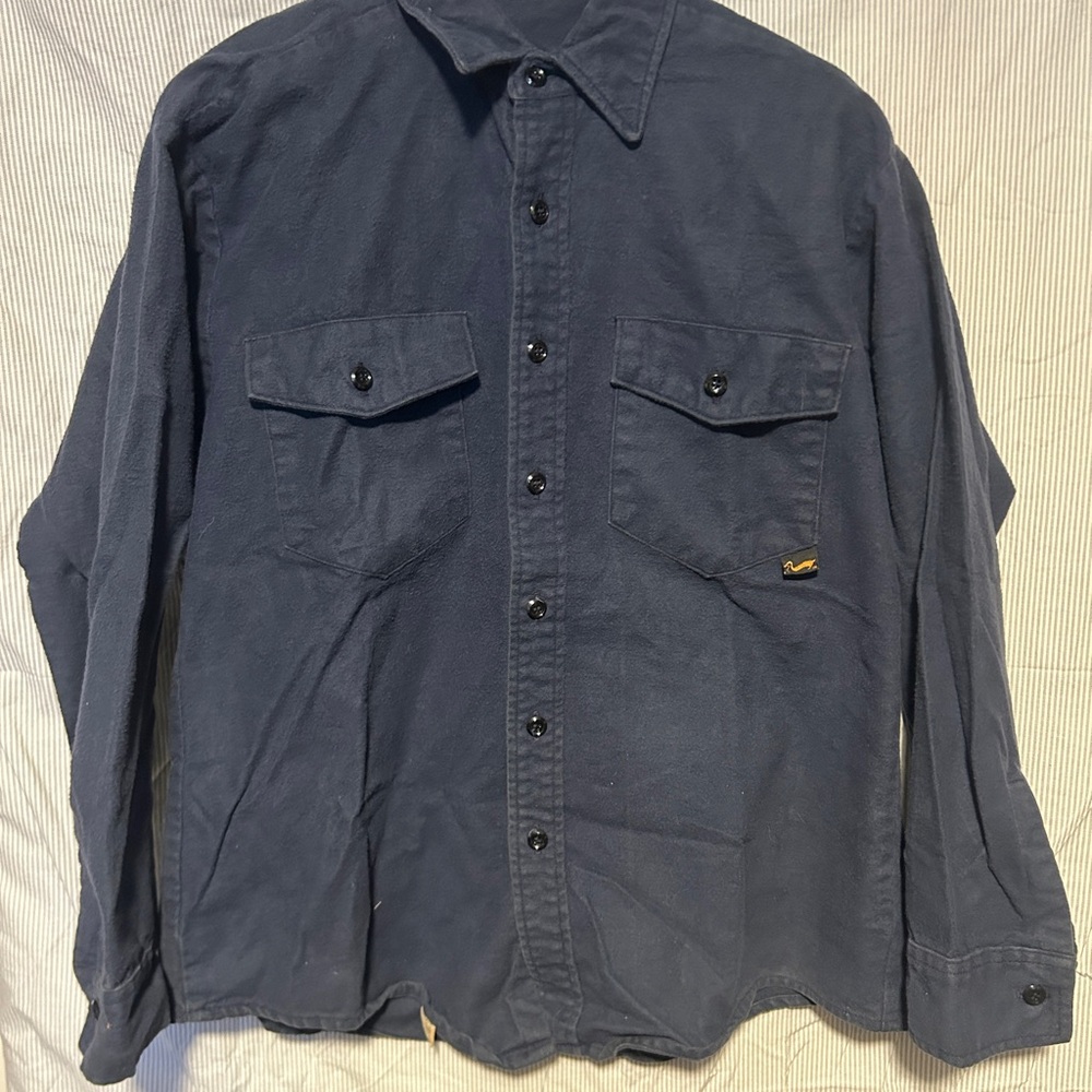 Duxbak Navy Long Sleeve Shirt with Button Pockets